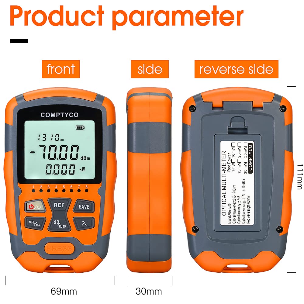 Duogalia 4-in-1 Fiber Optic Tester, Portable Fiber Power Meter FC/SC/ST Standard Interface, Built-in 30Km Visual Fault Locator (OPM&VFL) Network Cable Tester with 1pc FC to LC Adapter