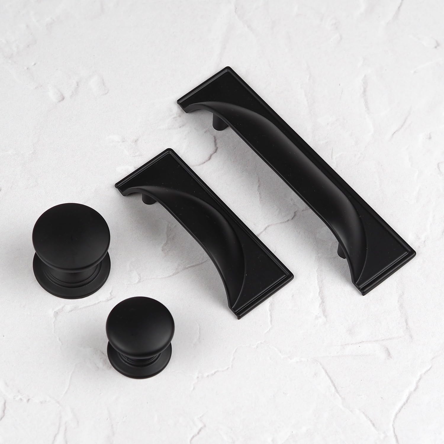 (32Mm Knob) 64Mm & 96Mm Matt Black Cup Handles Round Knobs 5060796707809