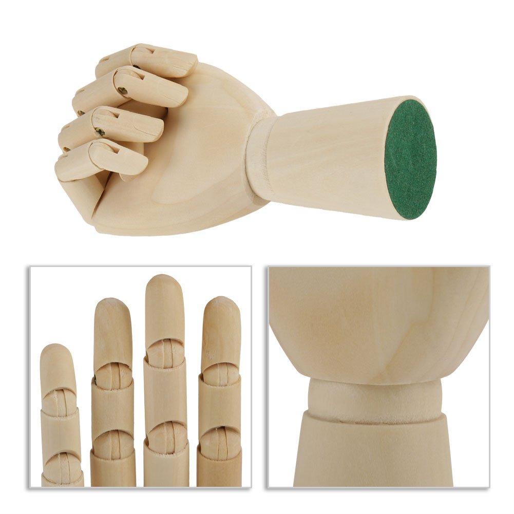 Manichino a Mano in Legno Dita in Legno Flessibili Mani Destra Sinistra per Disegnare Oggetti Artistici Scultura(7 in-Mano destra) Other Art Supplies