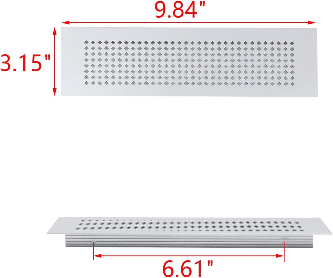 MY MIRONEY 9.84" x 3.15" Silver Rectangle Return Air Vent Cover Aluminum Alloy Ventilation Cover Decorative Air Vent Cover Grille Hardware Accessories for Cabinet Shoe, Wall, Ceiling
