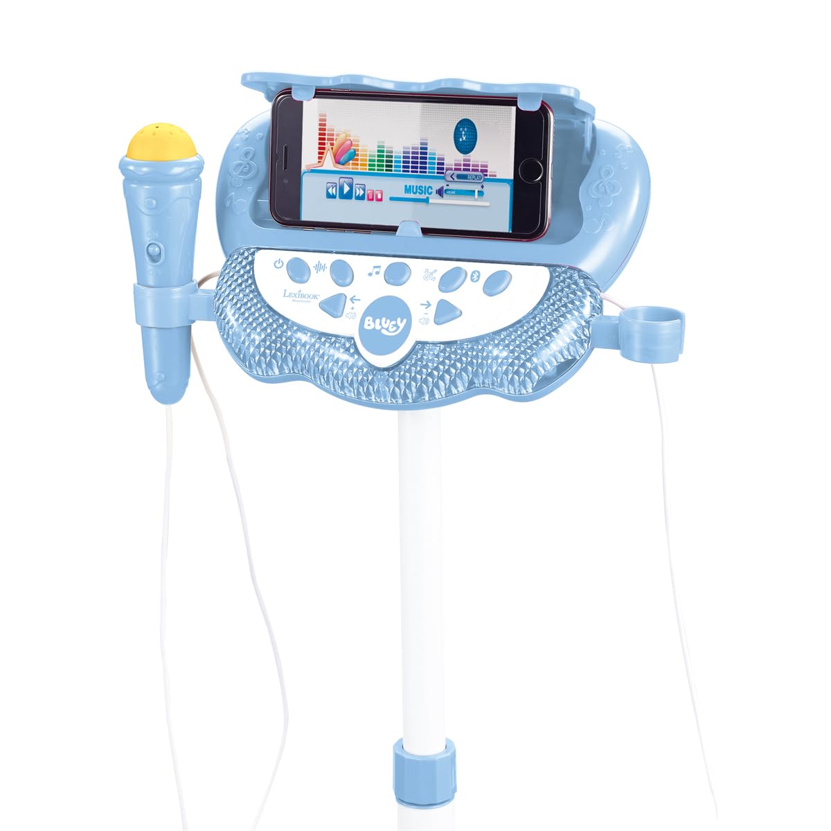 Lexibook, Bluey, Altoparlante Luminoso da Terra per Bambini, Gioco Musicale, Altezza Regolabile, Effetti Luminosi, 2 microfoni Inclusi, Ingresso MP3, Bluetooth, Blu, S160BYLXB