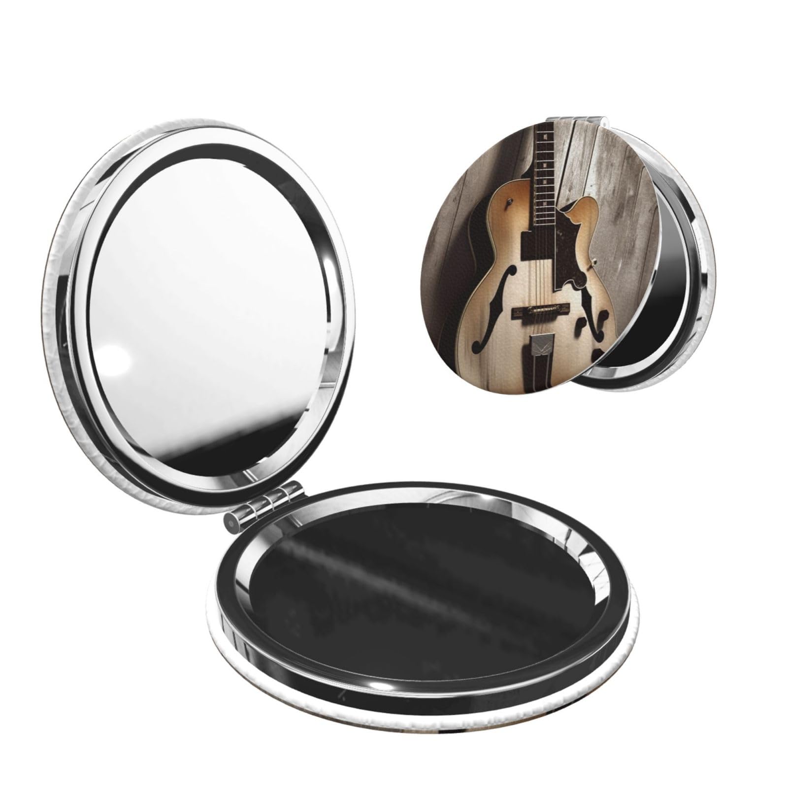 DWVTSLH Guitar Pictures Compact Mirror for Purse, Double-Sided 2X/1X Magnifying Mirror for Women Men, Travel Makeup Mirror for Handbag, Handheld Vanity Mirror for Gift