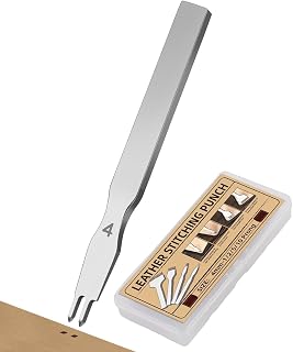 Leather Stitching Punch, 2 Prong Hole Punch, 4mm Lacing Stitching Chisel Prong Punching Tool, Leather Working Tools for DIY Punching Craft