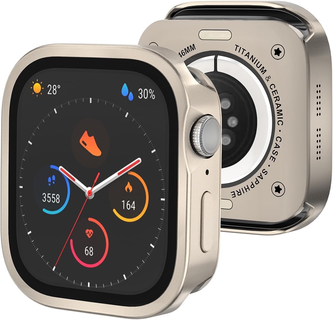 3 in 1 Gold Metal Case for Apple Watch Ultra 49mm, Glass+Back Cover | Apple Watch Ultra 3 Gold Case Metal Thin for Apple Watch Ultra 3/2/1 49mm, Aluminum Ultra-Thin Rugged Bumper