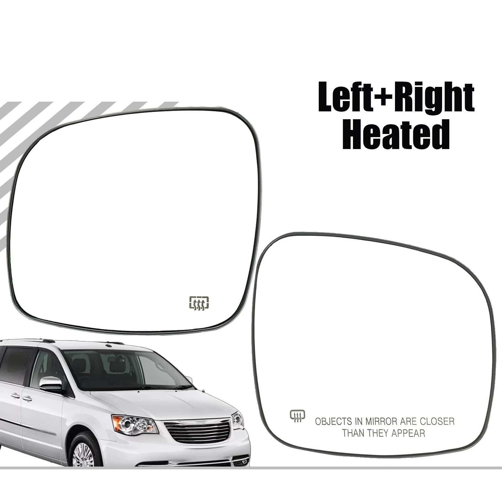 Specchietti Esterni Riscaldati Per Auto Per Dodge Per Grand For Caravan SE 2008-2016 Vetro Specchietto Laterale Riscaldato 68026177AB 68026176AB Vetro Retrovisore(Pair)