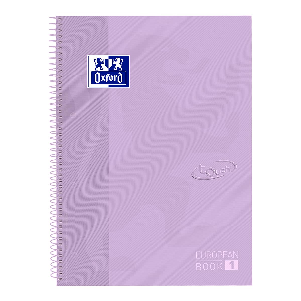 Oxford cuaderno Europeanbook 1 touch, microperforado, tapa extradura, espiral, a4+, cuadrícula 5x5, color malva pastel