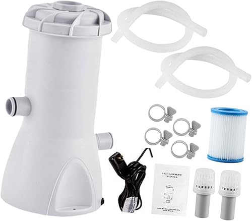 MYCENSE Bomba de filtro de piscina de 1000 galones para piscinas sobre el suelo, enchufe estadounidense, reutilizable con filtro de cartucho de