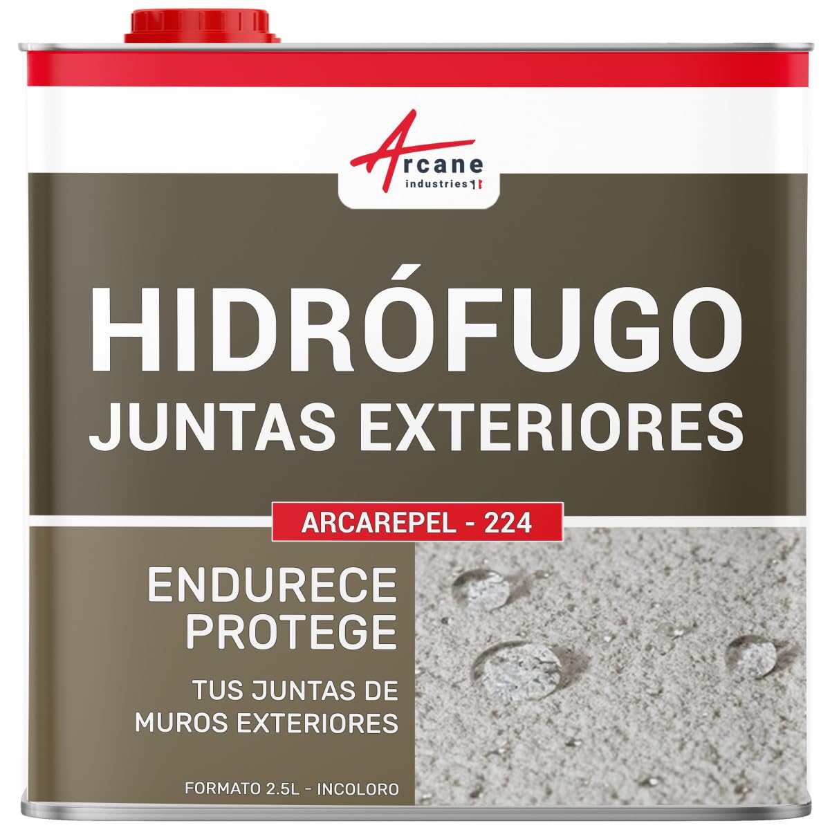 Junta Harinosa y Friable, Endurecedor - ARCAREPEL 2,5 L (hasta 12,5 m²) | Endurece las Juntas Harinosas, Hidrófugo, Protege del Hielo, Muros, Fachadas y Azulejos Porosos - Arcane Industries