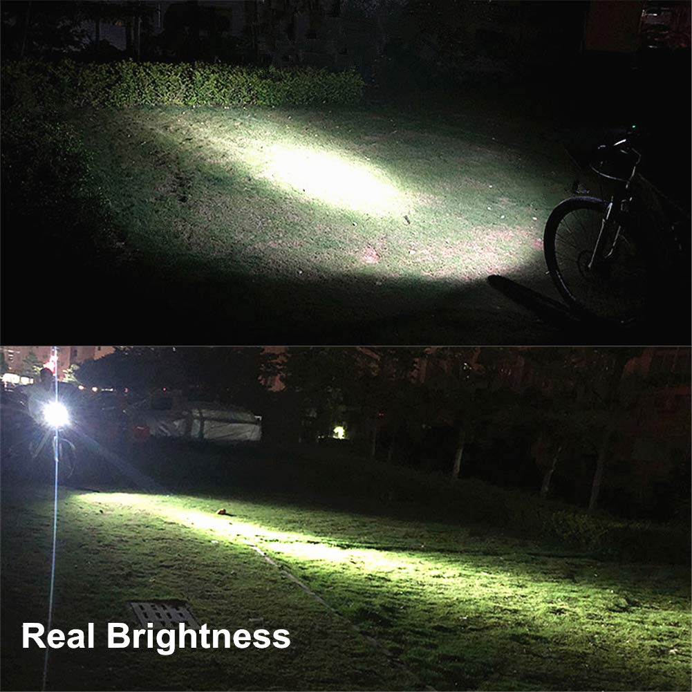 WASAGA Reflektor rowerowy, 2400 lumenów XML-L2 Przednie oświetlenie rowerowe LED, akumulator 5200mAh / 2400mAh, 10 godzin / 5 godzin pracy, 3 tryby oświetlenia rowerowego dla bezpieczeństwa roweru