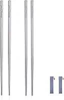 iBasingo Batons de titânio quadrados redondos à prova de escorregões para acampamento ao ar livre, talheres de piquenique, pratos ultraleves 12,5 g, Square & round- Ti1566I