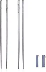 iBasingo Batons de titânio quadrados redondos à prova de escorregões para acampamento ao ar livre, talheres de piquenique, pratos ultraleves 12,5 g, Square & round- Ti1566I