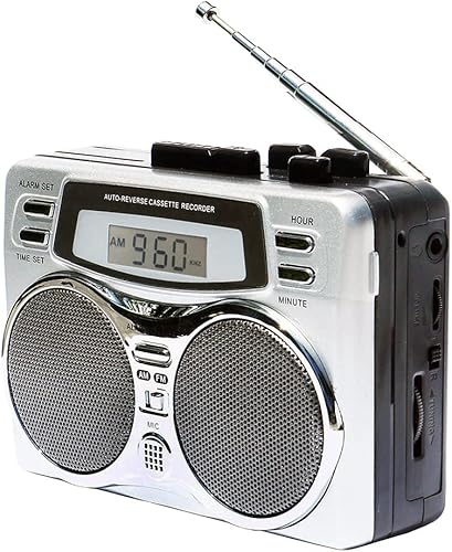 Reproductor de cassette retro todo en 1 AM FM Grabadora de radio con temporizador de reloj digital