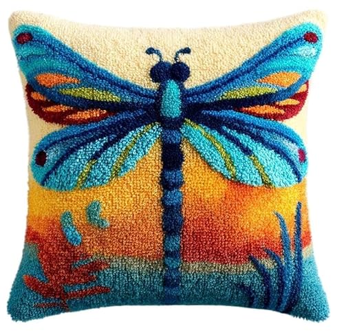 Taxpy Latch Hook Kits Pillow Dragonfly 17X17In