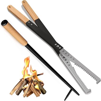 Milisten Pince à Charbon De Bois Longue En Fer Avec Manche - Idéal Barbecue Et Camping