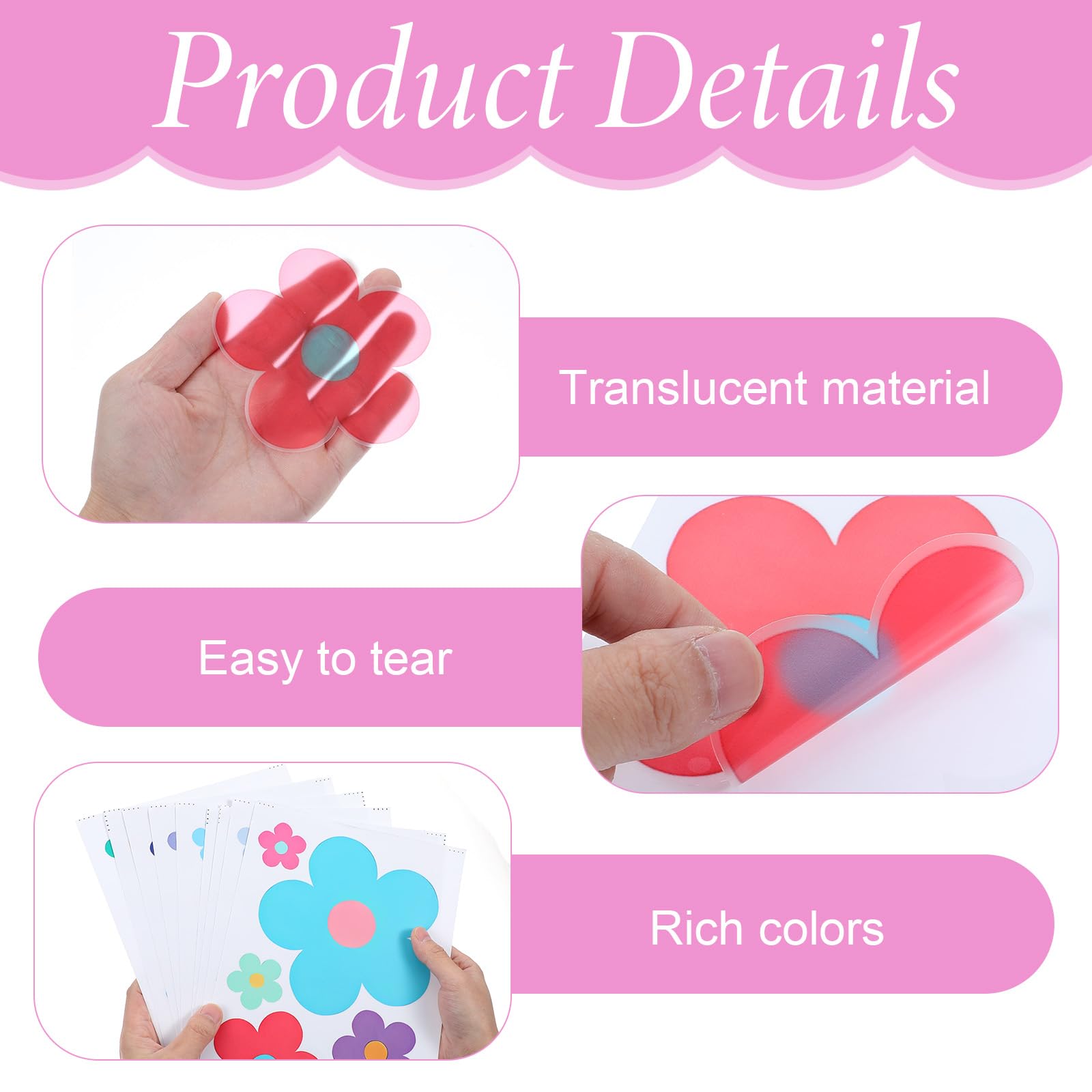 Ouligay 63 Pcs Cute Flower Wall Stickers,Wall Stickers for Girls Room,Colorful Flower Decals for Walls Teen Girls Boy Kids Nursery Bedroom Kindergarten Classroom Wall Art Decor - Image 2