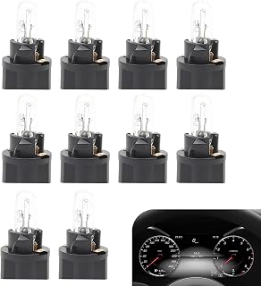 10피스 T5 17 57 74 할로겐 계기판 전구 키트, 자동차 게이지 클러스터용 12V 대시 라이트, 내부 대시보드용 소켓이 있는 자동차 교체 (화이트)