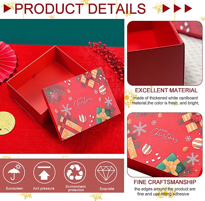 2 Pack Large Christmas Boxes with Lids for Gift Christmas Packing Box Empty Gift Boxes for Wrapping Present,Luxury Sturdy Foldable Cardboard Box 29x22x10.5cm - Image 4