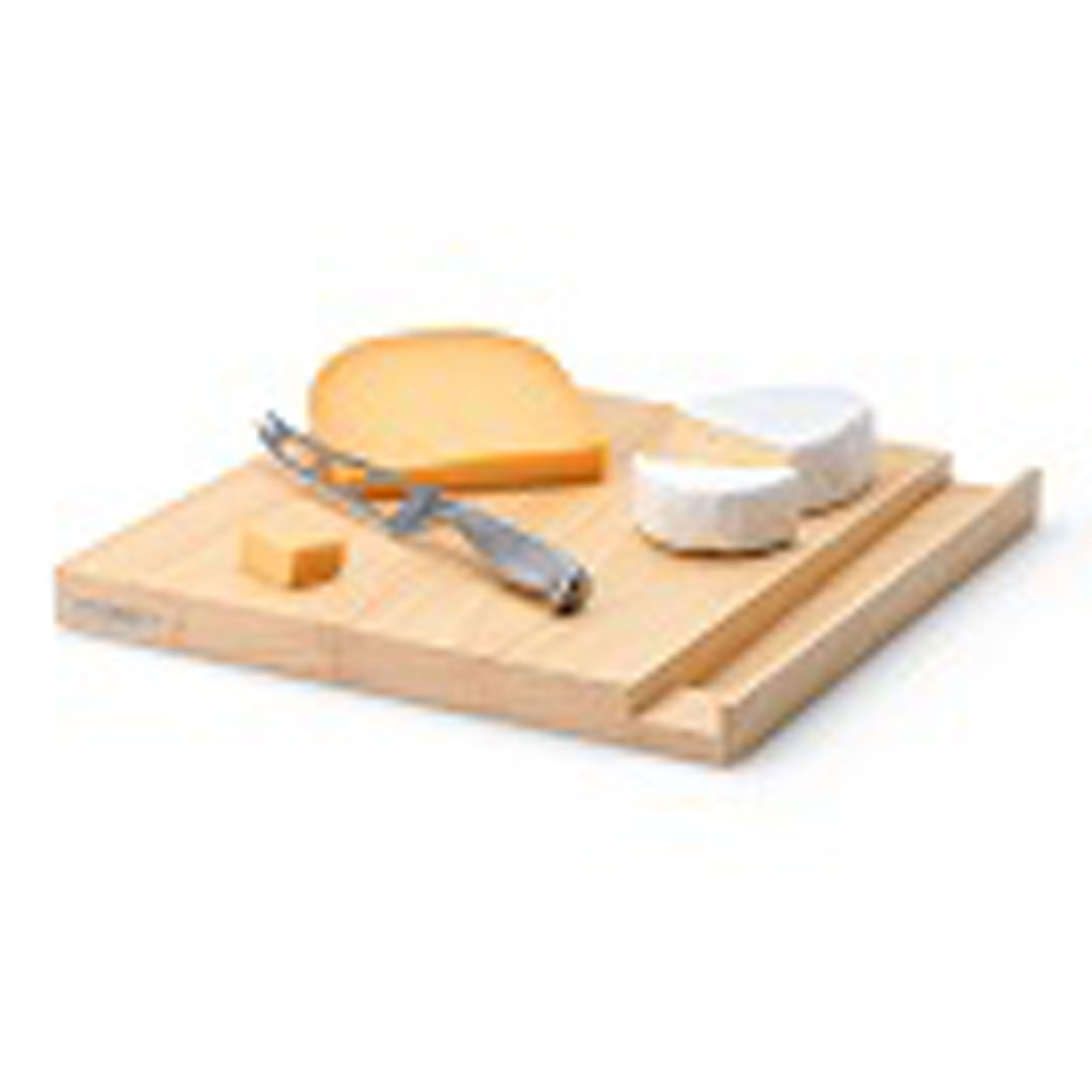 Continenta Fromage Planche à découper avec Couteau à Fromage Planche à Fromage en Bois de Caoutchouc, Taille : 30 x 30 x 2,5 cm