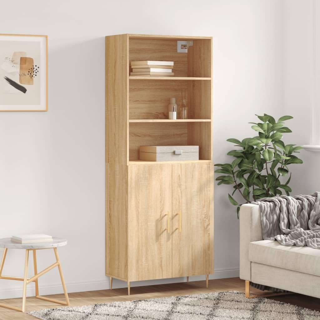Mueble highboard roble Sonoma y madera de ingeniería de 180 cm alto