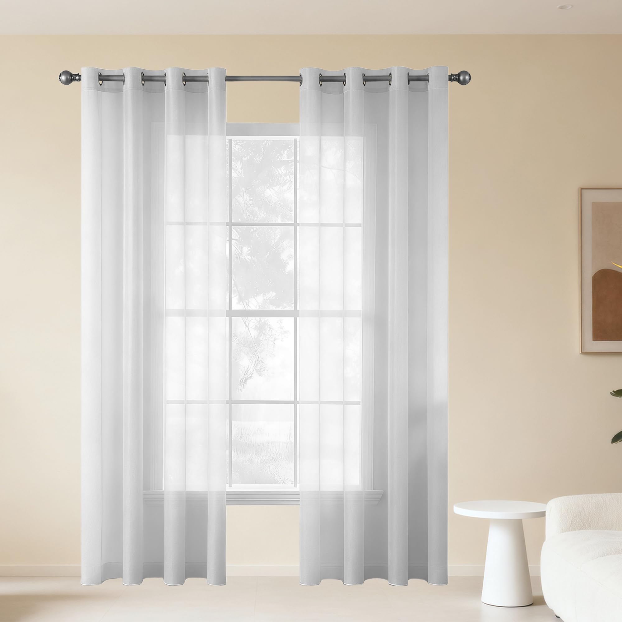 Voilages oeillet gris clair 210 x 180 pour une décoration élégante