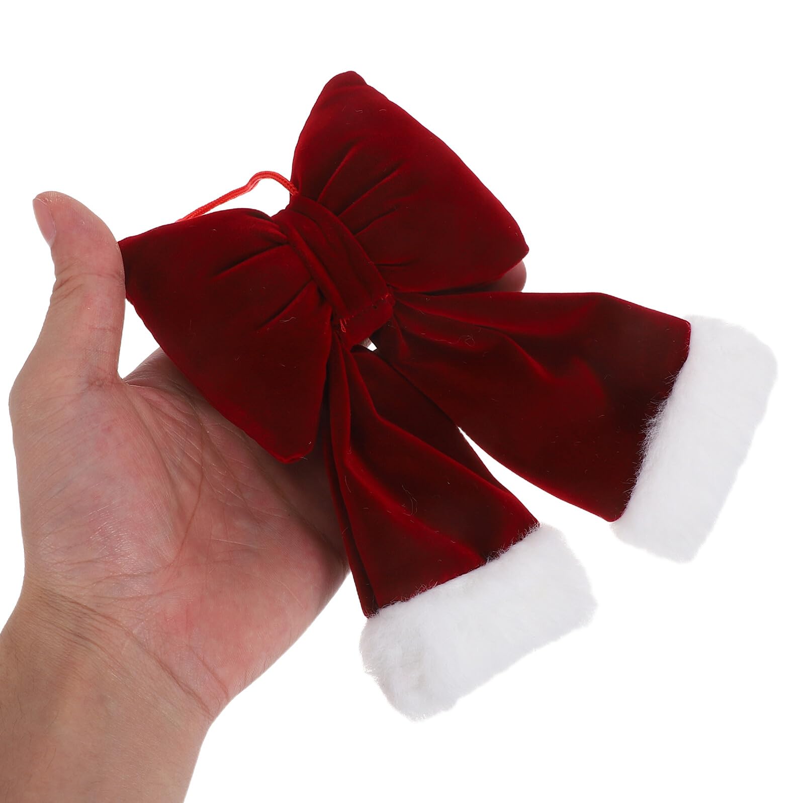 LABRIMP 3 Piezas Lazos Navideños de Franela Rojo Oscuro Adornos Colgantes para Árbol y Guirnalda Suaves y Portátiles para Decoración Festiva Interiores y Exteriores