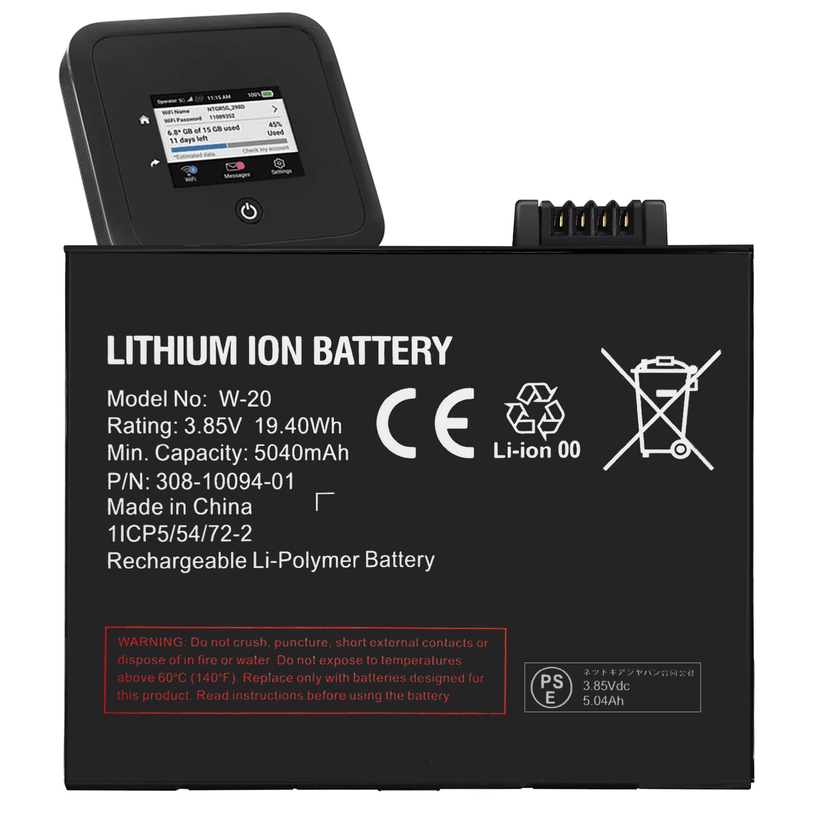 for Netgear Nighthawk M6 Pro MR6500 Battery W-20 Battery for Nighthawk M5 MR5000 MR5100 MR5200 MR5200-100EUS M6 MR6150 MR6550 Replacement Battery