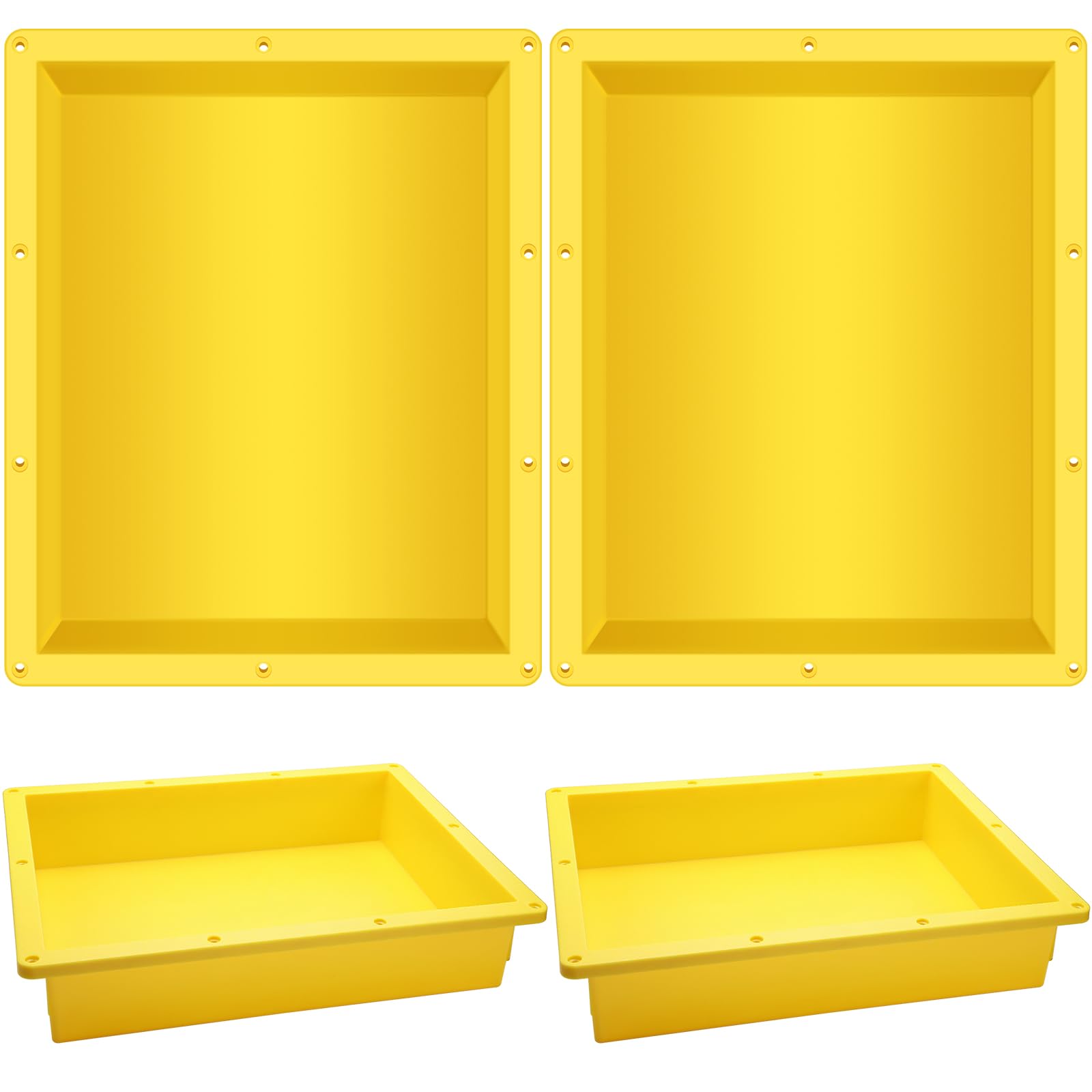 2 Pcs 16" x 20" x 4" Waterproof Recessed Shower Niche Ready for Tile Leak Proof Bathroom Single Shelf Niche Yellow Flush Mount Shower Insert Shelf Organizer Storage for Shampoo Toiletry Storage