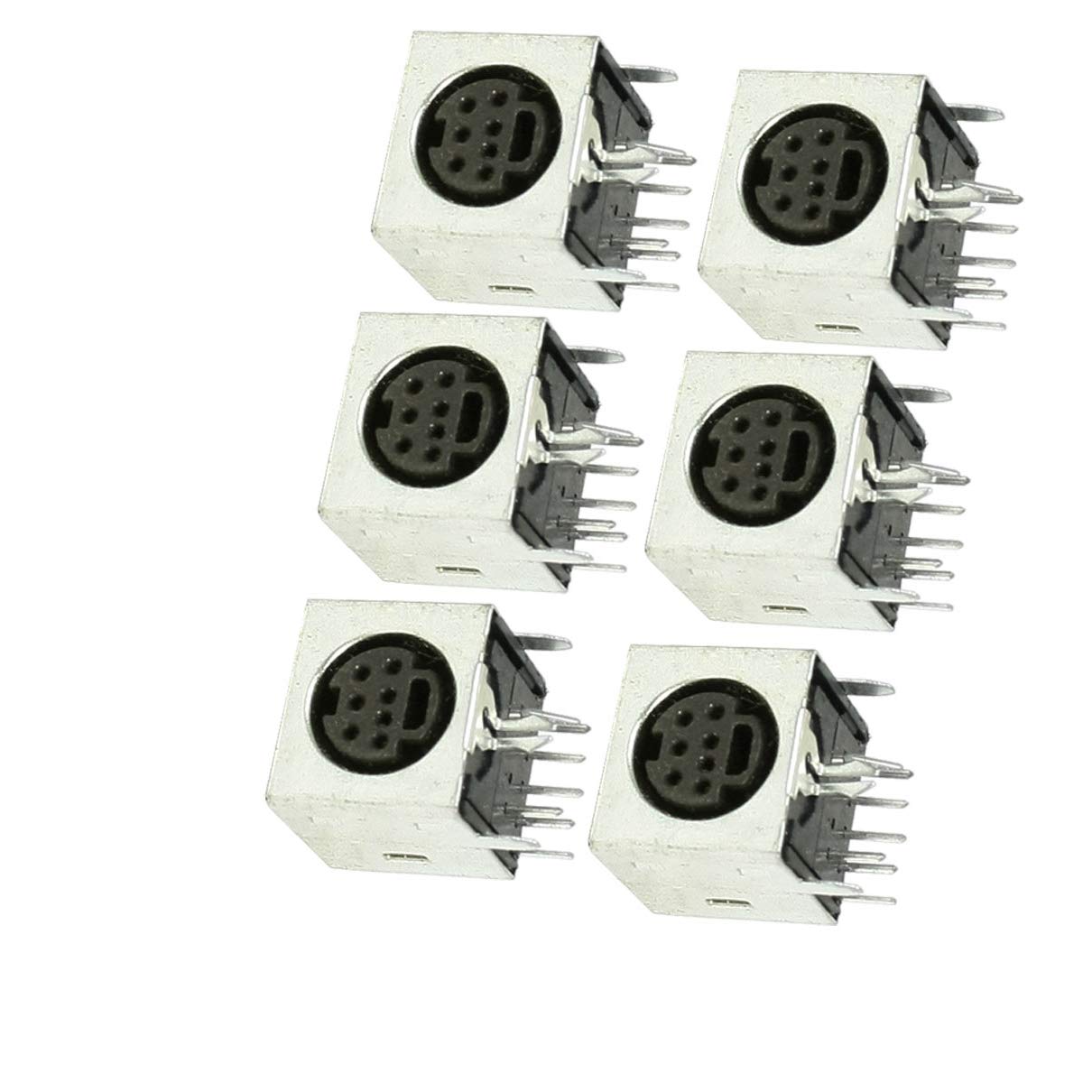 Aexit 6 Pcs Cables & Interconnects Metal Shell S-Video 7 Pin Female PCB Mount Mini Power Cables Din Sockets