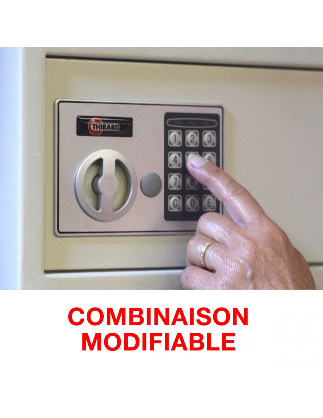 THIRARD - Coffret De Sécurité À Poser - Fermeture Électronique À Code - Acier - Usage Domestique - Code Modifiable 3 À 8 Chiffres - 2 Pênes de Ø16 mm - 200 x 310 x 250 mm - Gris - 9 L