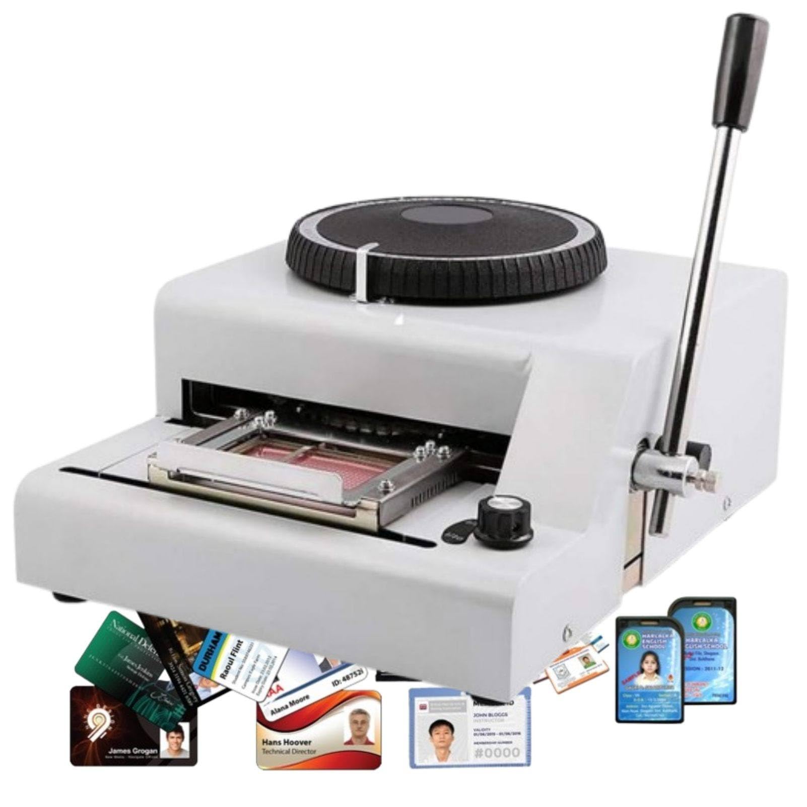 MhWrughts PVC Card Embossing Machine, Manual Credit Embosser with Adjustable Character Spacing, 1-12 Line Card Printer for ID and Membership