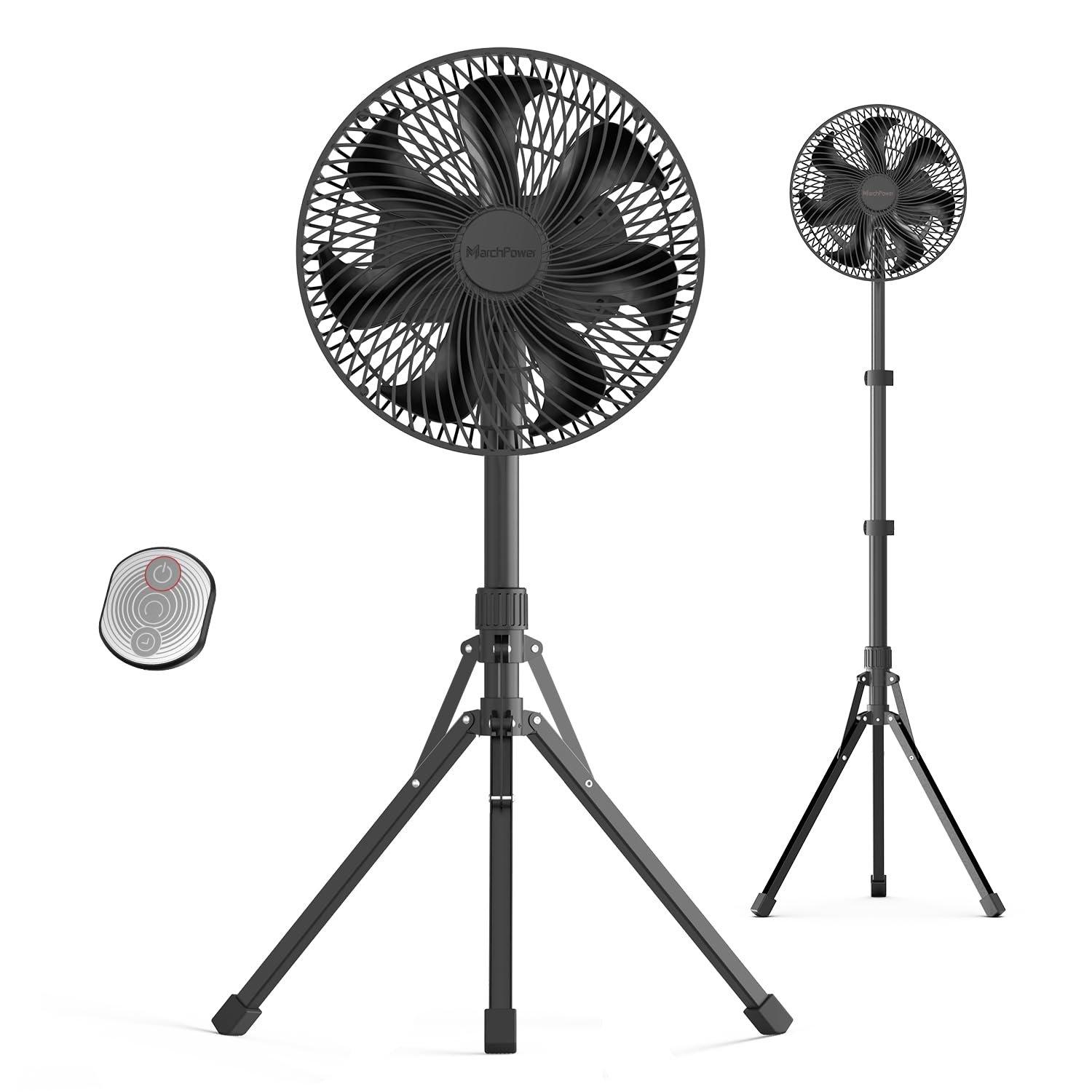 Marchpower Przenośny regulowany składany wentylator stojący 4-biegowy wentylator stołowy 10000 mAh akumulator z torbą Ø10''/23.2cm