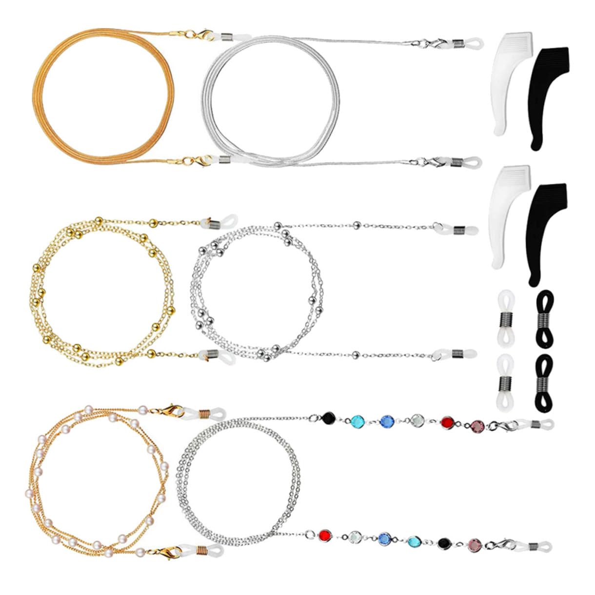 3juegos Cadena De Perlas Para Gafas De Correa Antipérdida Para Lentes Accesorios De Gafas Elegantes y Prácticos Material De Duradero