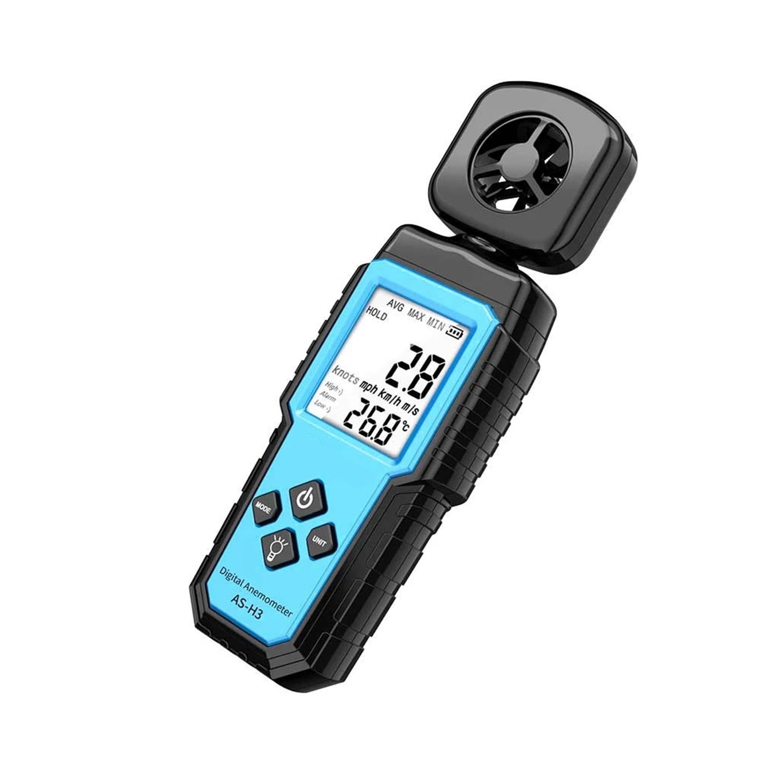 Anemómetro Digital medidor de velocidad del viento mano, energía eólica, medición temperatura y humedad, probador volumen aire(H6)