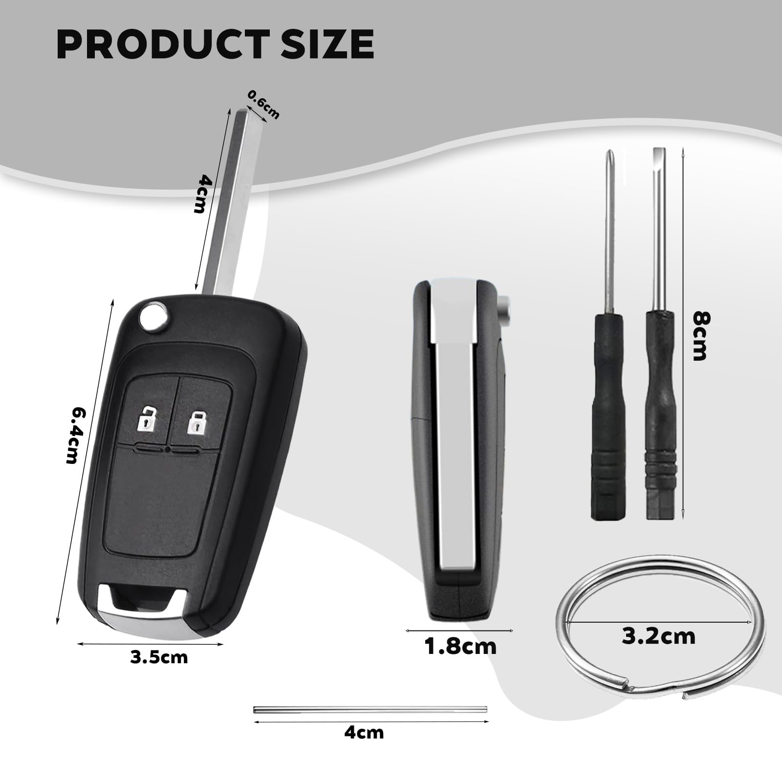 SUPALAND 2 Stuks Vervangen Autosleutelshell Voor Opel Astra J Adam Insignia Mokka Zafira Meriva B Voor Chevrolet Orlando Spark Trax Corsa Karl Aveo Matiz, Afstandsbediening Sleutelbehuizing (2 Knop