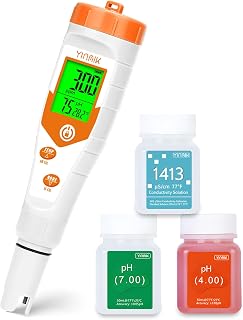 YINMIK EC pH Messgerät Leitfähigkeits pH Meter Grow mit Kalibrierlösung