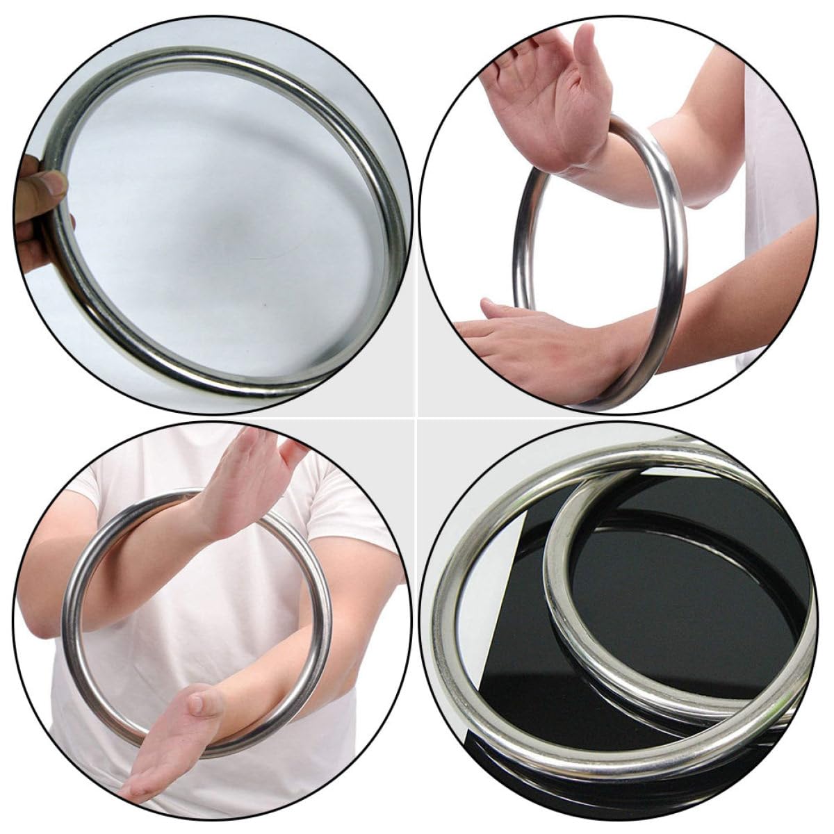 Operitacx Verstellbare Ringe Silber aus Edelstahl Robuster Armtrainingsring zum Krafttraining im Sommer Strapazierfähiger Edelstahlkreis für Männer und Griffverstärker