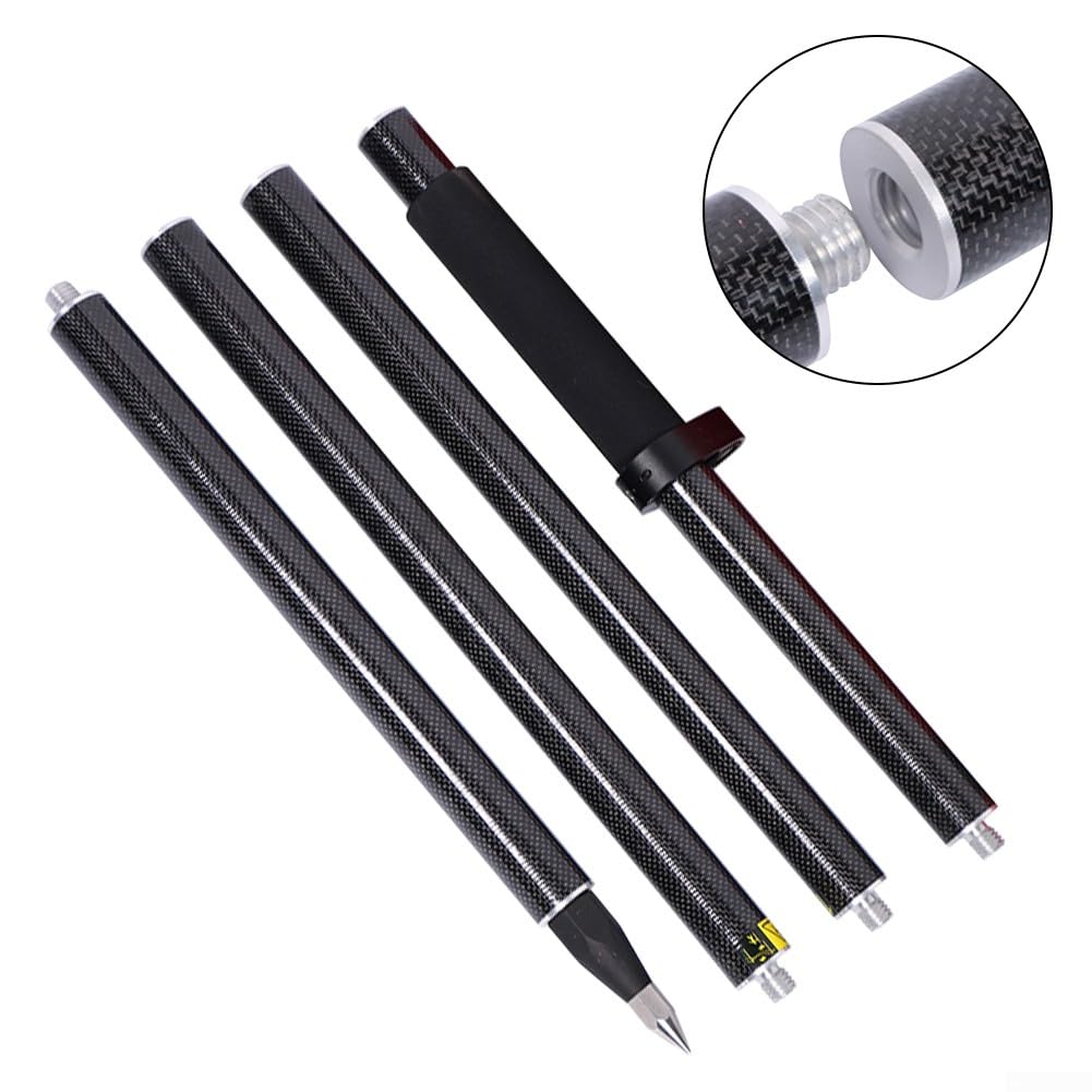 4 pezzi asta di carbonio, lunghezza 2 m di lunghezza del palo di rilevamento 5/8 "GPS prismi palo in fibra di carbonio GPS GNSS RTK SURVEYING, 5 cm per sezione, dado isolato