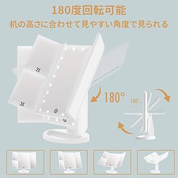 Amazon.co.jp: FACSINATE 女優ミラー 三面鏡 卓上鏡 化粧 led
