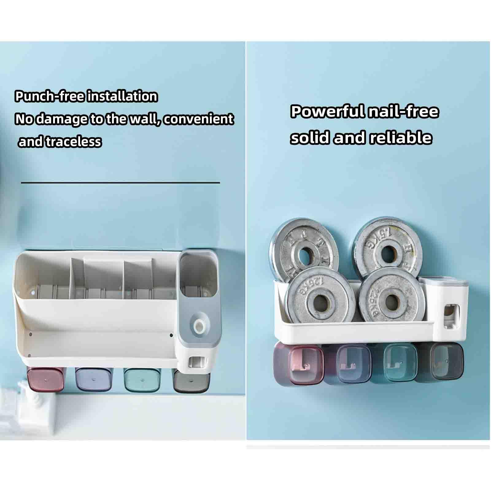 Dispensador Pasta Dientes Dispensador De Pasta De Dientes Organizador Baño Porta Cepillo De Dientes Viaje Portacepillos De Dientes Pared Soporte Cabezales Cepillo Automatico (23.5x11.5x18cm,White)