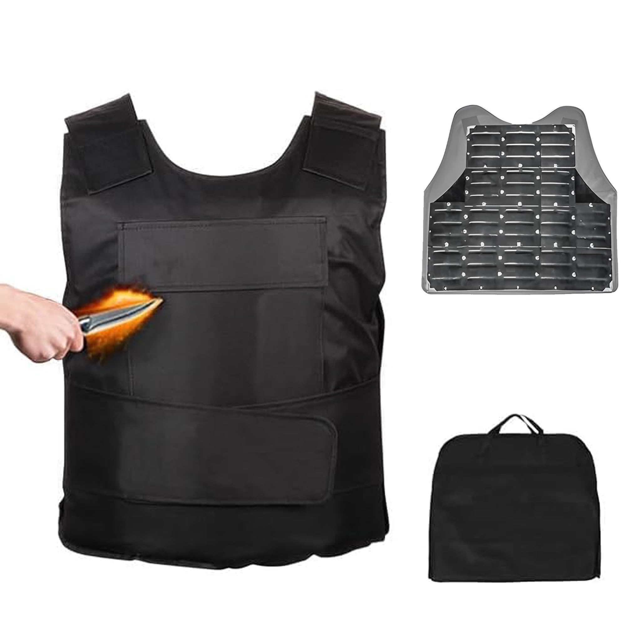 aleawol Stab Proof Vest with Plates, Front and Back Tactical Stab Proof Vest, Adjustable, Concealed Vest Stab Resistant Clothing Armour Vest for Body Protect