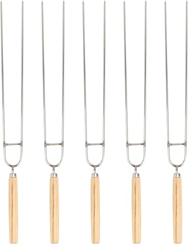 5 piezas de carteles de barbacoa reutilizables para barbacoa, brocheta de hoguera, palitos de camarones Smores para asar palitos reutilizables para