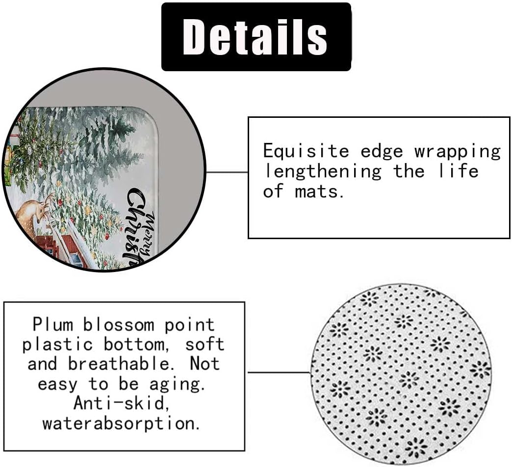 JAYDEN MADGE 4PCS Christmas Shower Curtain Set, Christmas Tree Snowman Forest Wildlife Animal Deer Fox Rabbit Squirrel Raccoon Snow Winter Holiday New Year Christmas Bathroom Decor, Non-Slip Bath Mat