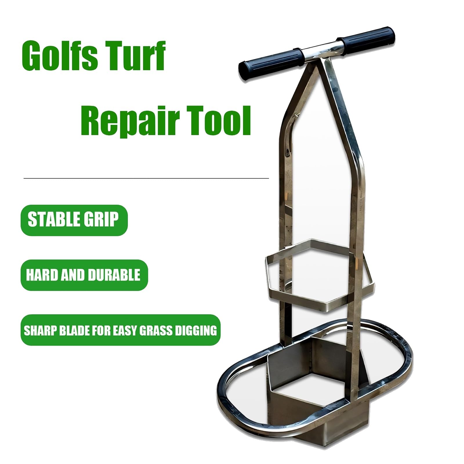Obcinacz do murawy golfowej, trymer do darni ze stali nierdzewnej, narzędzie z podwójnym uchwytem do pielęgnacji trawy i murawy, idealny do naprawy pól golfowych i projektów krajobrazowych