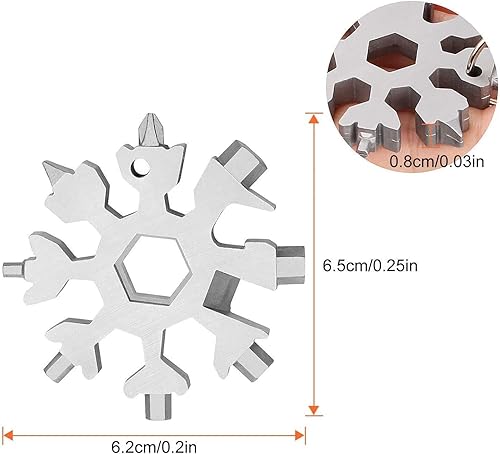 Miniatura 2 de Yiflin - Multiherramienta 18 en 1 en forma de copo de nieve de acero inoxidable, destapador, kit de destornillador plano Phillips, llave inglesa,