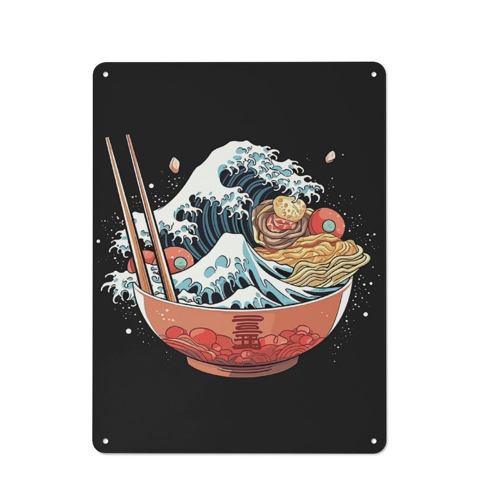 Junmoney Ramen Bowl Art Tin Wall Plaque 40X30cm With For Bar Or Restaurant, Suited To Restaurant Interior Fans