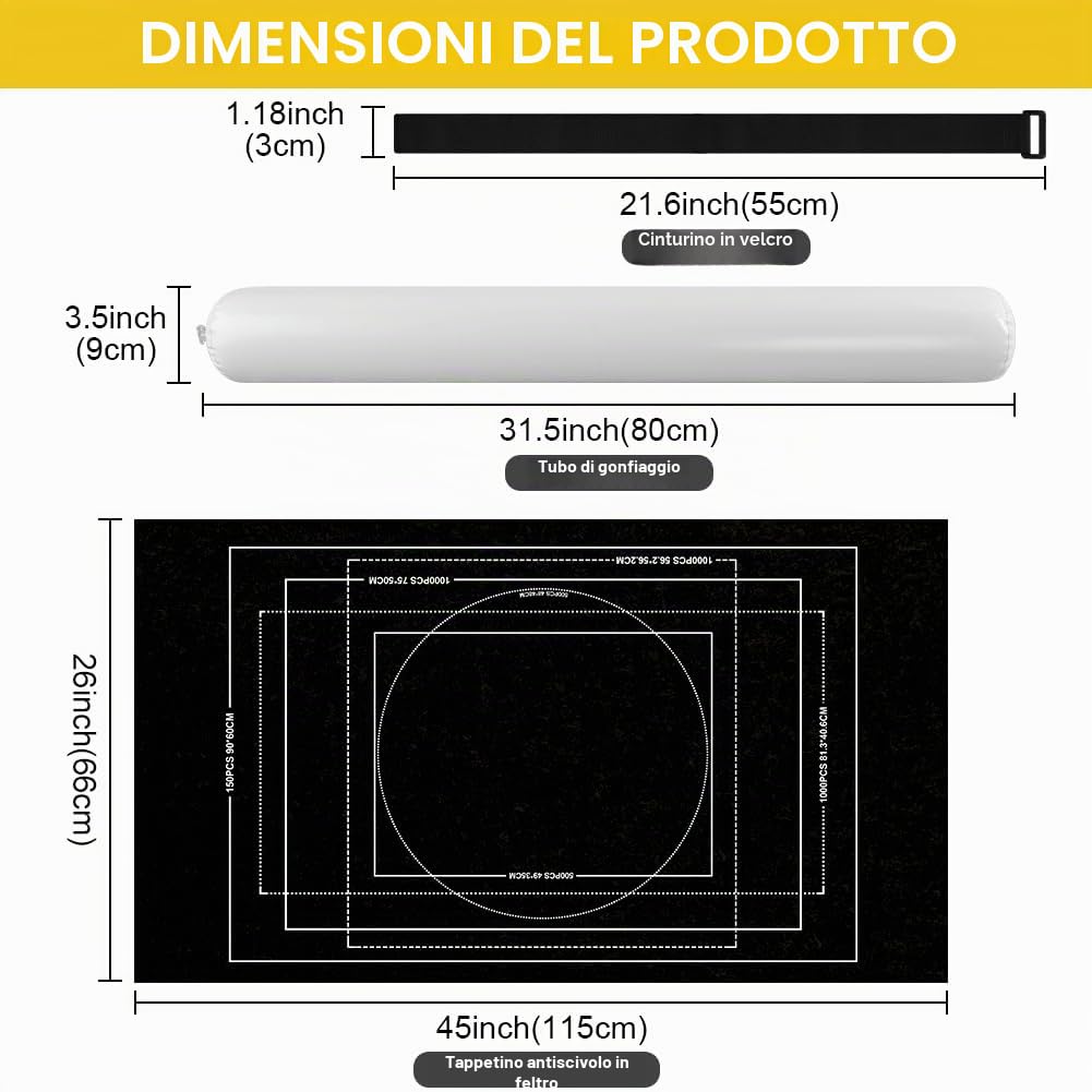 Tappeto Puzzle 1500 Pz Antiscivolo Arrotolabile Roll Mat Nero