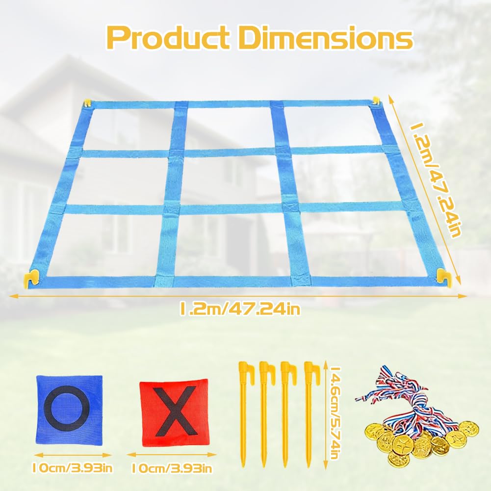 Enorme Tic Tac Toe - Set da Gioco per Esterni, 1,2 m, con Sacco, per Giardino, Spiaggia e Campeggio, Giochi da Giardino e Giochi All'aperto per Adulti, Bambini e Feste in Famiglia