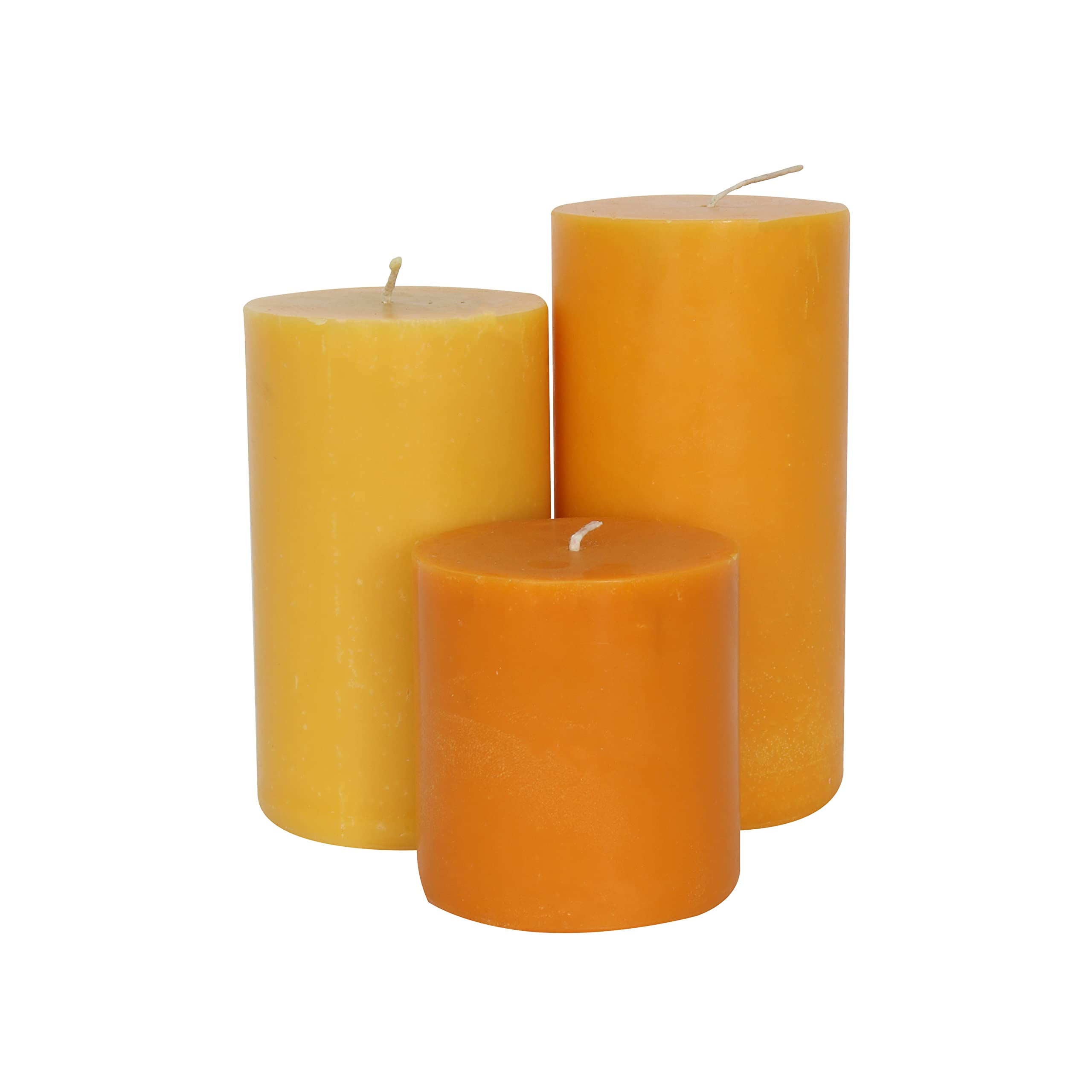 Laeto Candles 3 Unscented Pillar Candle Set | Wedding Candle, Decorative Candles, Church Candles, Pillar Candles Unscented Set, Coloured Candles Gift Set - Orange Candles