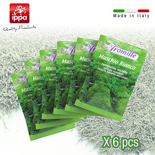 6 profumatori al muschio bianco per cassetti e