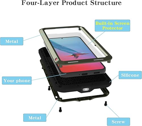 Miniatura 3 de LOVE MEI Funda militar resistente para Samsung Galaxy S22 5G, con protector de pantalla de vidrio templado, a prueba de golpes, a prueba de polvo, a